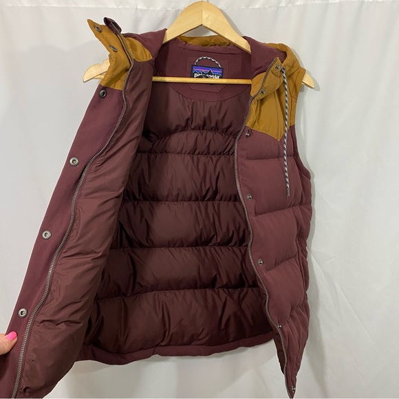 Patagonia Bivy Hooded Down Filled Puffer Vest in Maroon Rare - Picture 11 of 16